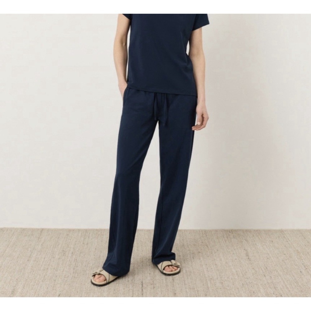 Pact Navy Blue Luxe Signature Wide Leg elastic waist Pants Size XL